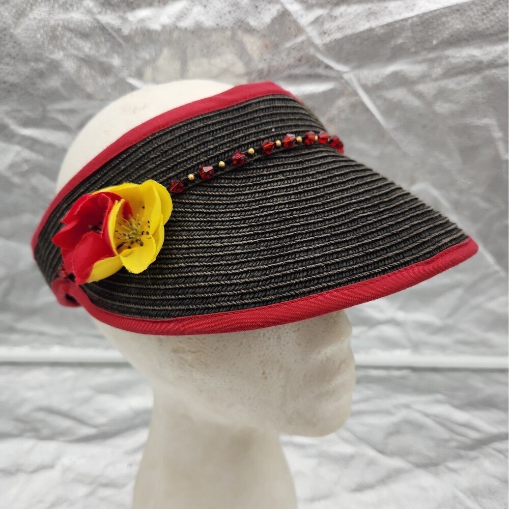 Cap Visor Croft & Barrow Women’s Packable Woven Flower Straw Sun Hat Adjustable